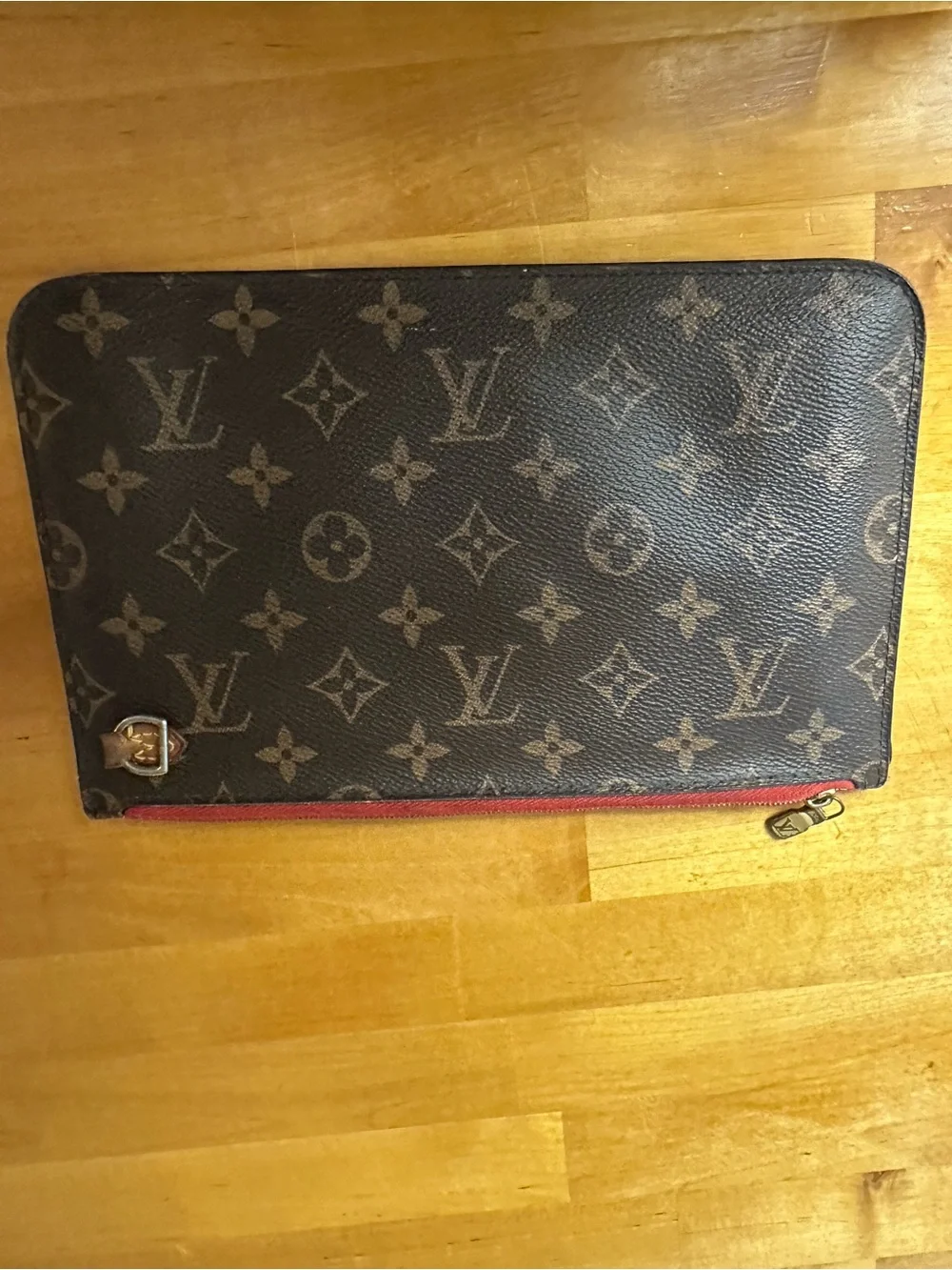 Louis Vuitton Monogram Canvas Pouch with Red Trim